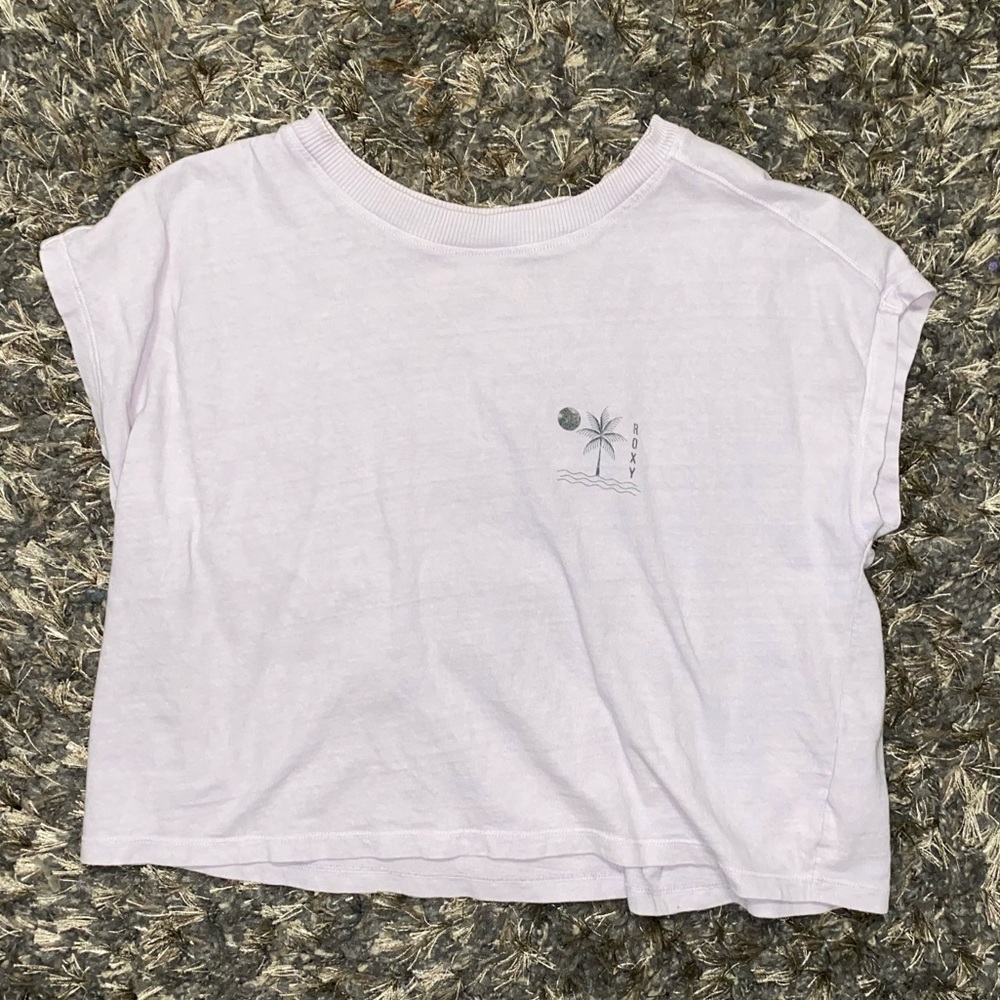 Roxy Lilac Purple boxy cut crop tee size small